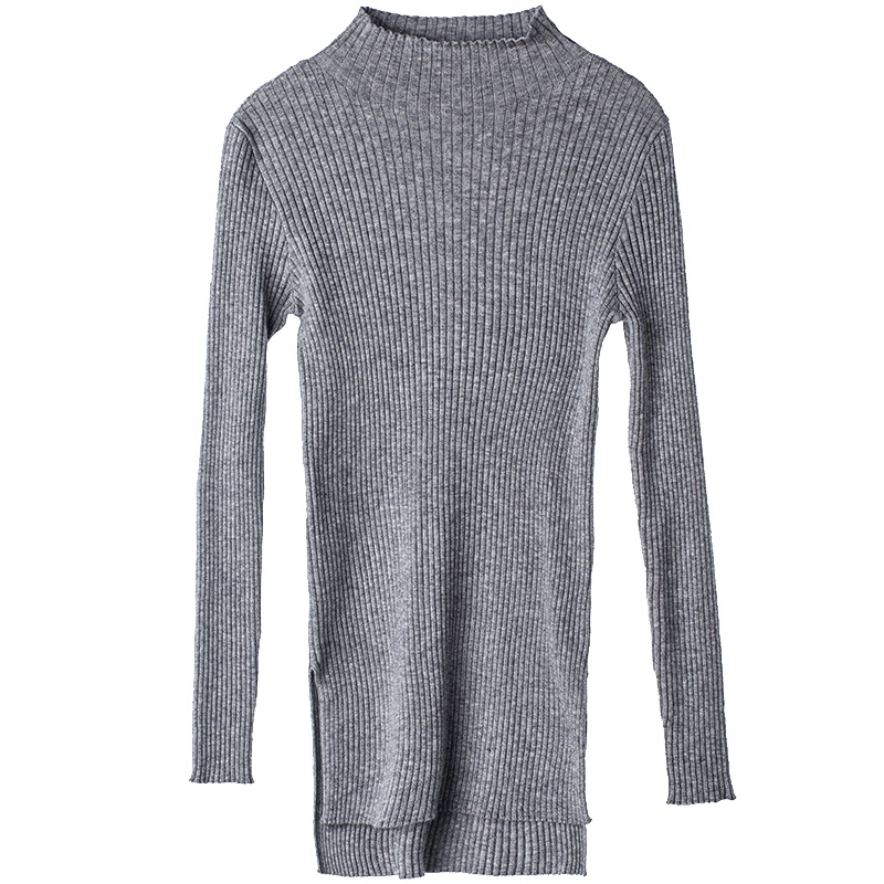 sdeer圣迪奥2018秋装新款高领开衩摆竖纹针织衫S18363575