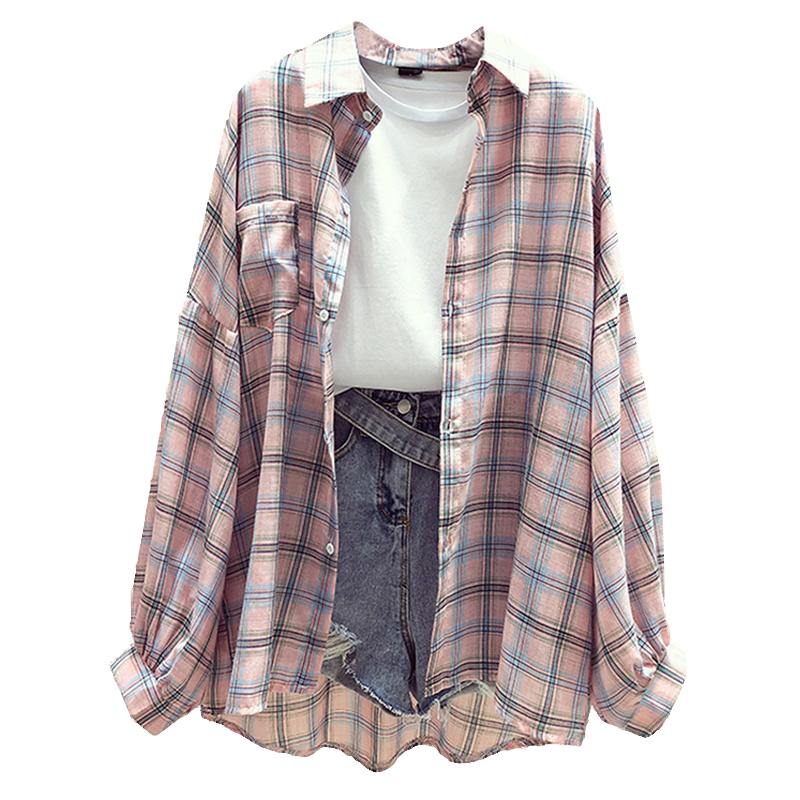 小样传奇 格子衬衫女春夏2022新款韩版宽松港味复古防晒外套很仙的洋气上衣