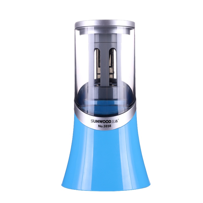 三木(SUNWOOD)5938蓝色电动削笔机 绘画美术专用电动卷笔刀电动削铅笔器自动铅笔刀削笔刀电池/USB插电