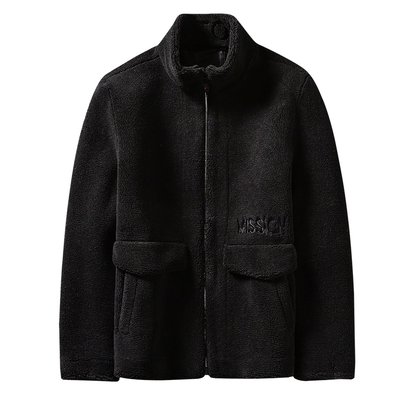 迪伽默 颗粒绒百搭简约休闲纯色立领男士外套