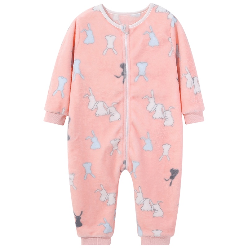 猫人儿童连体睡衣宝宝法兰绒加绒加厚家居服秋冬婴儿睡袋珊瑚绒