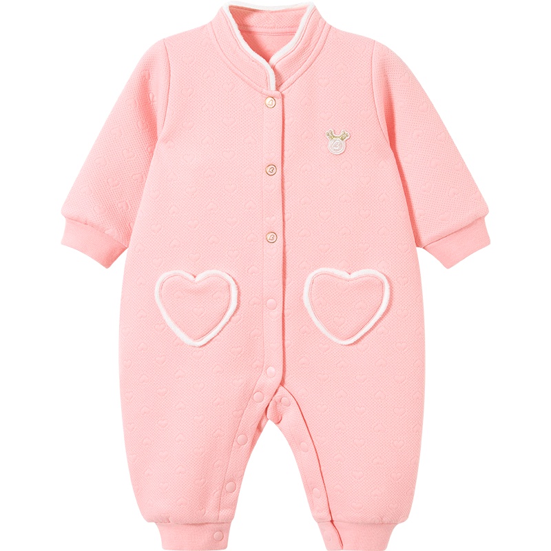 哈贝比0-1岁6月女婴儿外出连体衣春秋装新生儿宝宝衣服甜美