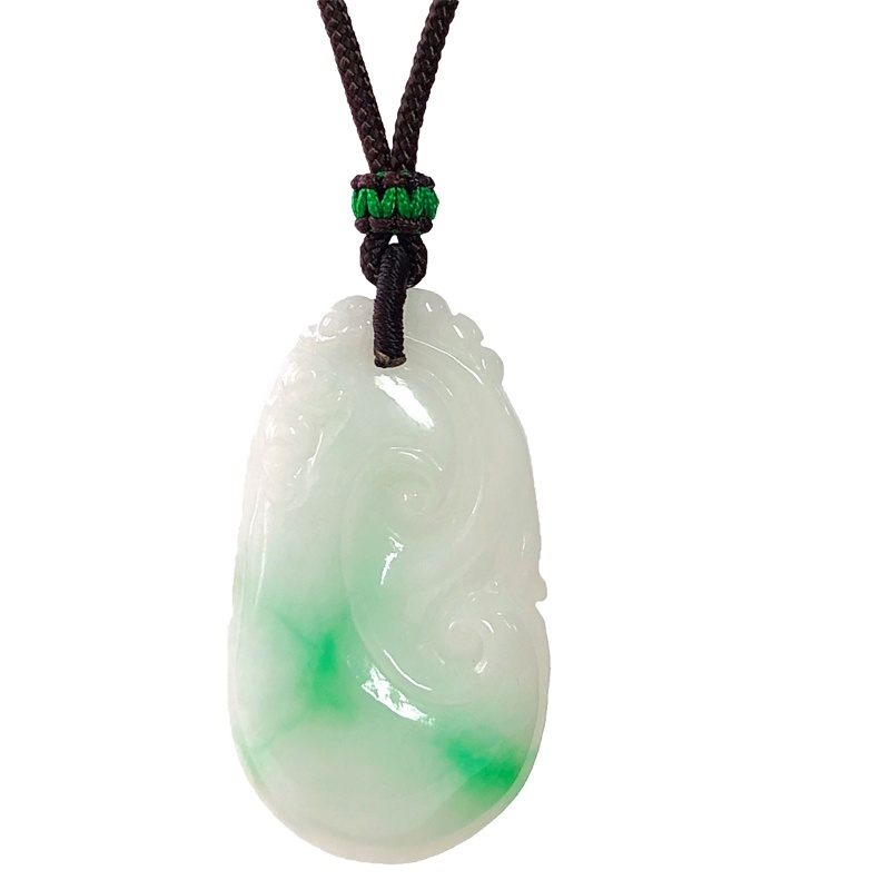 缘源珠宝 天然A货翡翠吊坠 白底青阳绿翡翠挂件 女款 附送证书