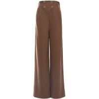 欧昵雪复古双排扣高腰直筒阔腿裤女气质显瘦垂感长裤