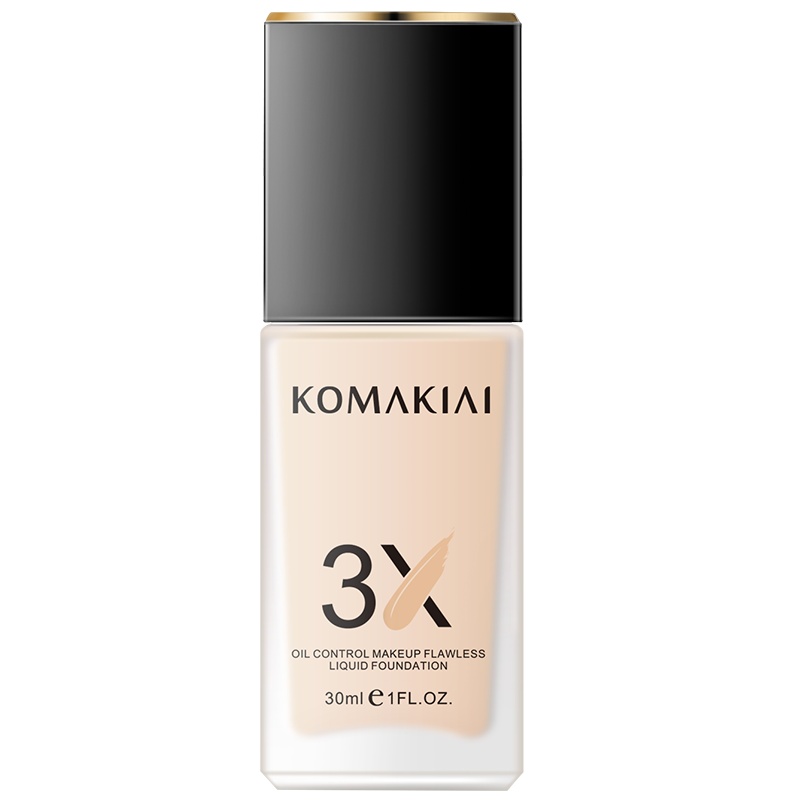 小牧爱(komakiai)3x持久遮瑕粉底液不卡粉不脱妆保湿控油防水BB霜Cc霜草本养肤粉底液