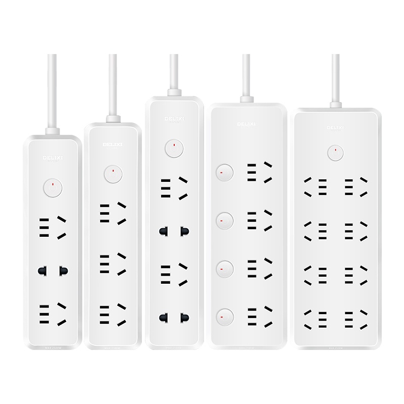 德力西插座面板多孔多功能电插板带线长插排家用插线板接拖线排插