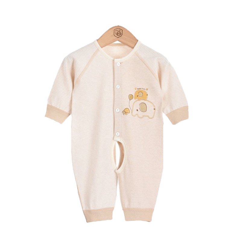 香港亿婴儿 婴儿宝宝幼童内衣婴幼儿通用连体衣春秋款纯棉宝宝天然彩棉哈衣爬服59cm-73cm Y3017