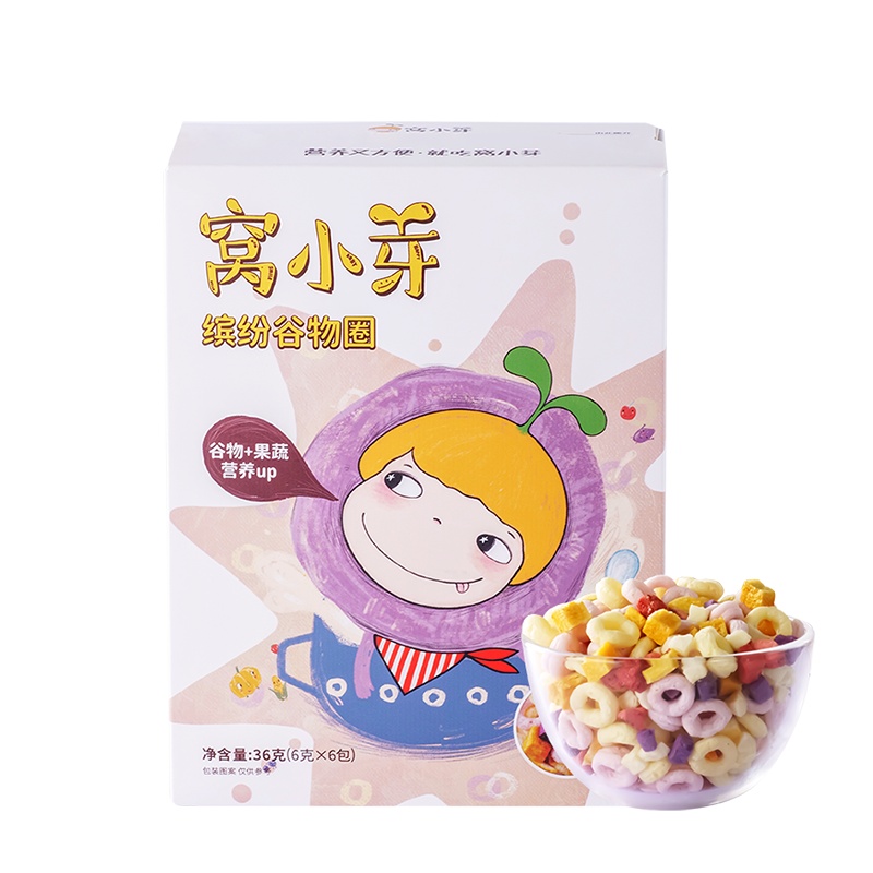 窝小芽缤纷早餐谷物圈配苹果草莓蓝莓水果脆*1盒