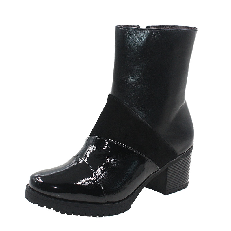 Mileno/米莲诺真牛皮简约时尚百搭粗跟女中靴舒适妈妈鞋M184521