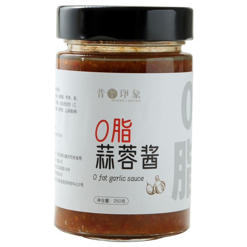 昔日印象蒜蓉辣椒酱调味0低脂肪卡无油下饭拌饭酱调料轻卡低脂时光辣酱料250克
