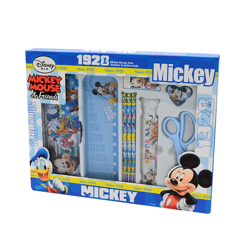 迪士尼文具礼盒 文具套装铅笔盒小学生儿童学习用品大礼物包 Z6972蓝色礼盒奖品 男女孩米奇套装学习用品 幼儿园生日礼品