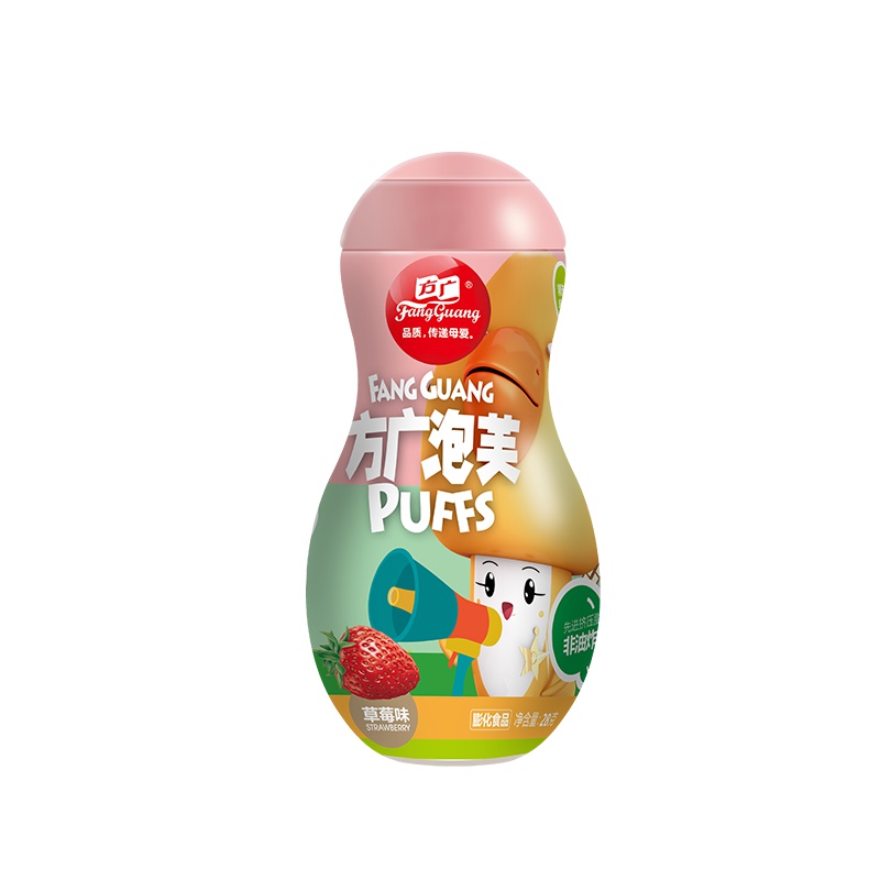 方广 儿童零食 饼干 溶豆 草莓味泡芙28g/罐装