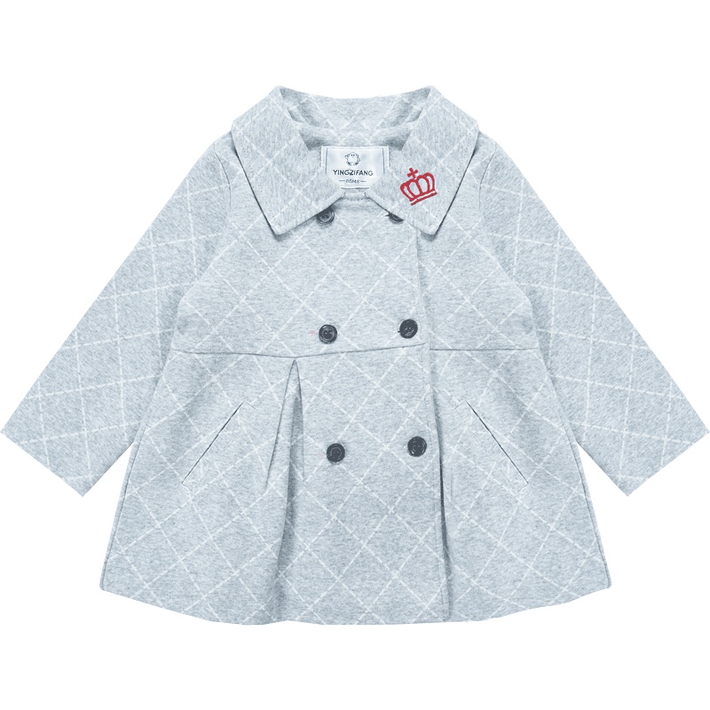 婴姿坊女童时尚中长款休闲外套春秋款儿童风衣2016新品童装双排扣