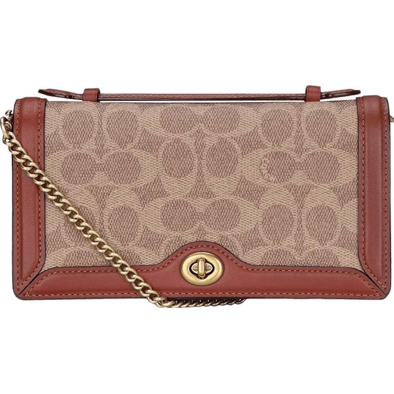 COACH 蔻驰 奢侈品 专柜款 女士涂层帆布RILEY链条手拿包 68312