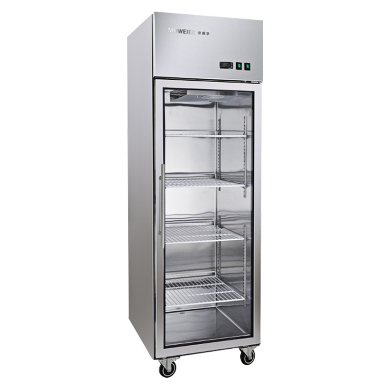 摩威尔CRT72-1G商用厨房风冷冰箱风冷冰柜立式玻璃单门冷藏/冷冻保鲜柜冷柜厨房玻璃柜