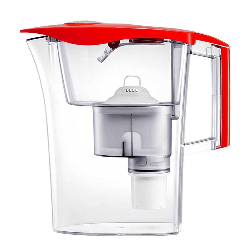 [买即赠2芯]莱卡(Laica)滤水壶UFSAC 红色家用便携式净水壶 超滤直饮净水器 厨房自来水过滤器净饮机 一壶二芯