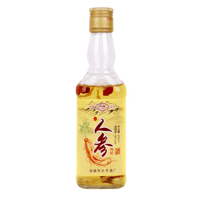 問渡 人参酒枸杞酒 42度250ml 配制白酒 1瓶