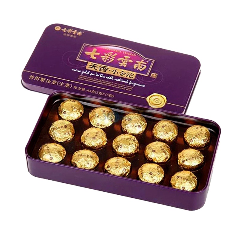 茶窝茶叶 七彩云南 天香小金沱 普洱茶 茗茶 生茶 45克/盒 云南普洱茶 迷你小沱茶生普 单盒 生普勐海茶叶