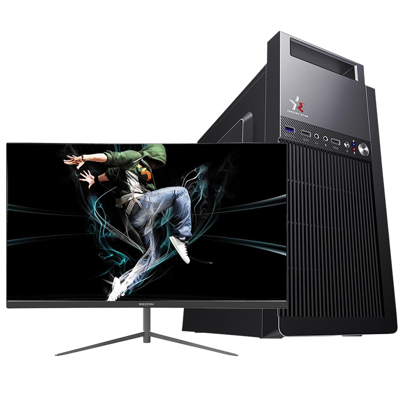 世纪之星 英特尔酷睿i3/4GB高频内存/128GB高速固态 SSD 台式电脑 台式机 电脑主机 组装电脑 DIY组装机 家用办公台式机组装机电脑商务娱乐学生网课电脑+24英寸全套