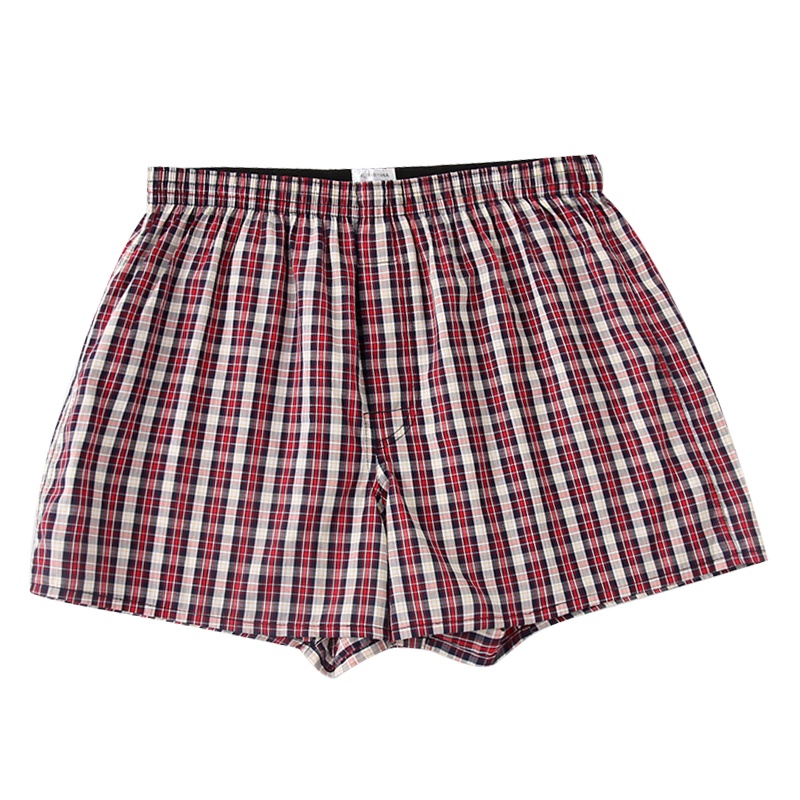 ab内衣男平角裤纯棉梭织阿罗裤格纹透气宽松大码男四角短裤