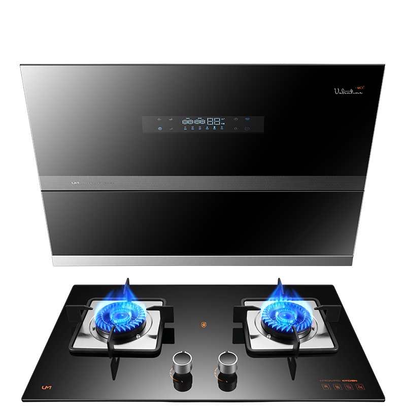 优盟(UM)UC174FA+ZJ001L侧吸抽油烟机燃气灶烟灶套装22立方大吸力烟灶套装钢化玻璃液化气灶具