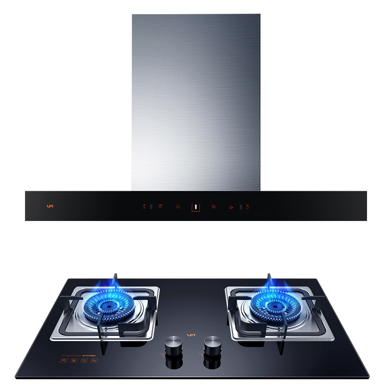 优盟(UM)21立方触控式大风力欧式吸油烟机燃气灶烟灶套装803+001H天然气