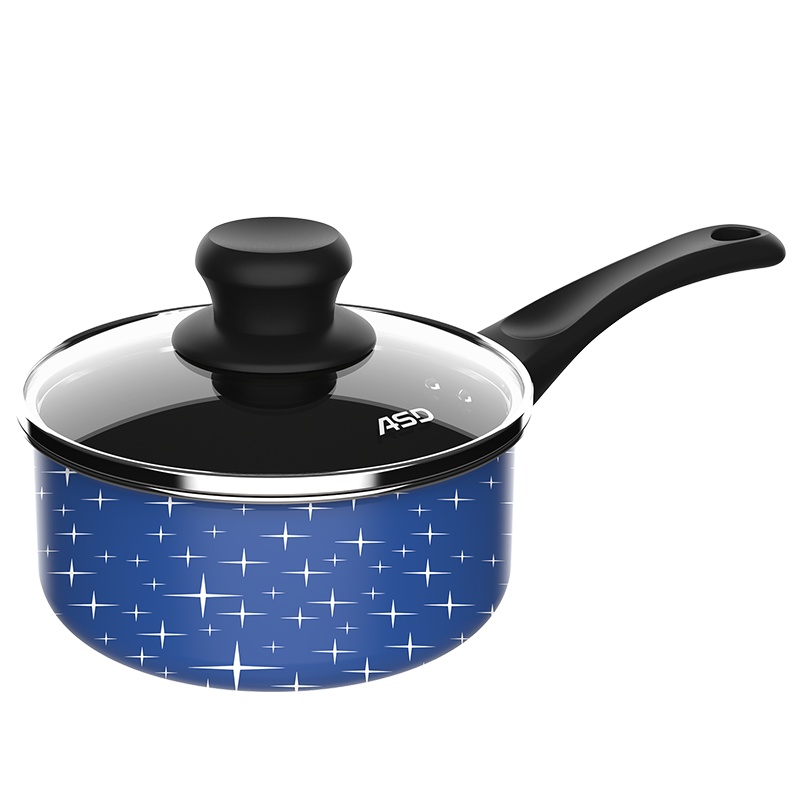 爱仕达NL16G10WG-B奶锅易清洁加厚锅底家用奶锅婴儿辅食热奶锅煮面锅 不粘蓝色锅