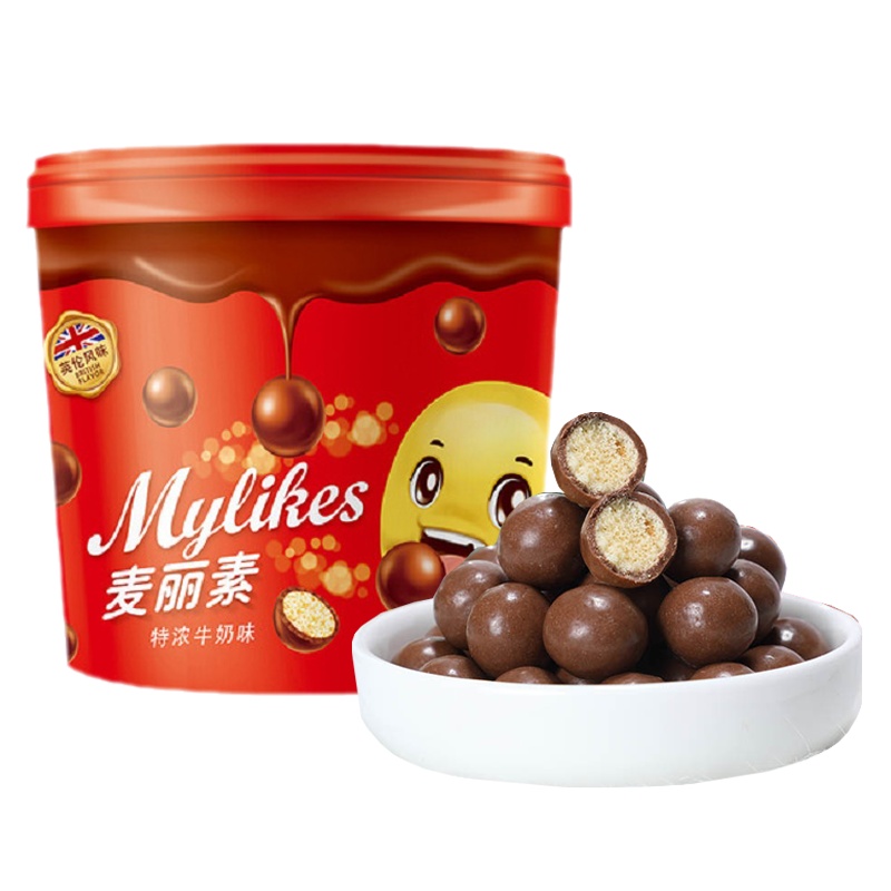 如恋 纯可可脂 麦丽素520g 牛奶味 黑巧味 休闲零食