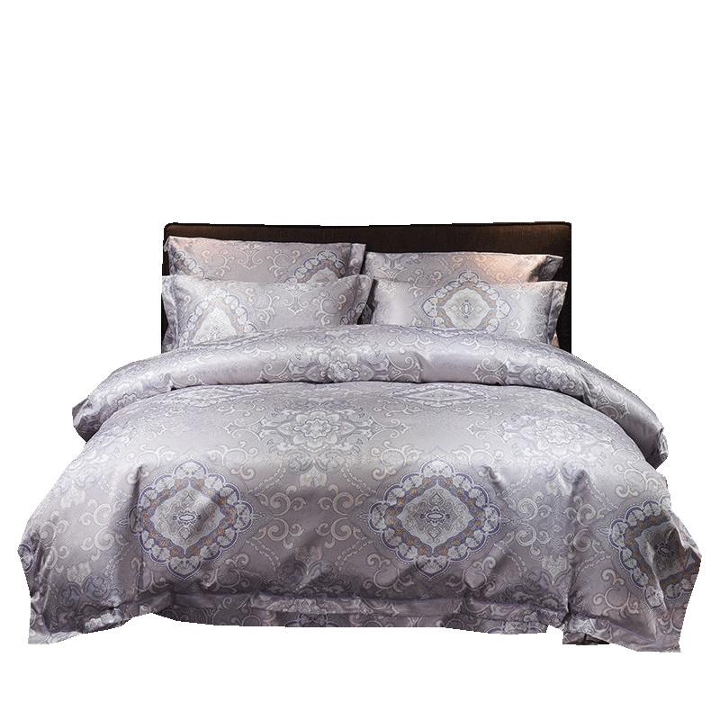 北极绒(Bejirog)家纺 欧式全棉立体提花四件套贡缎荷叶边床单纯棉双人1.8m/2.0米被套200×230cm