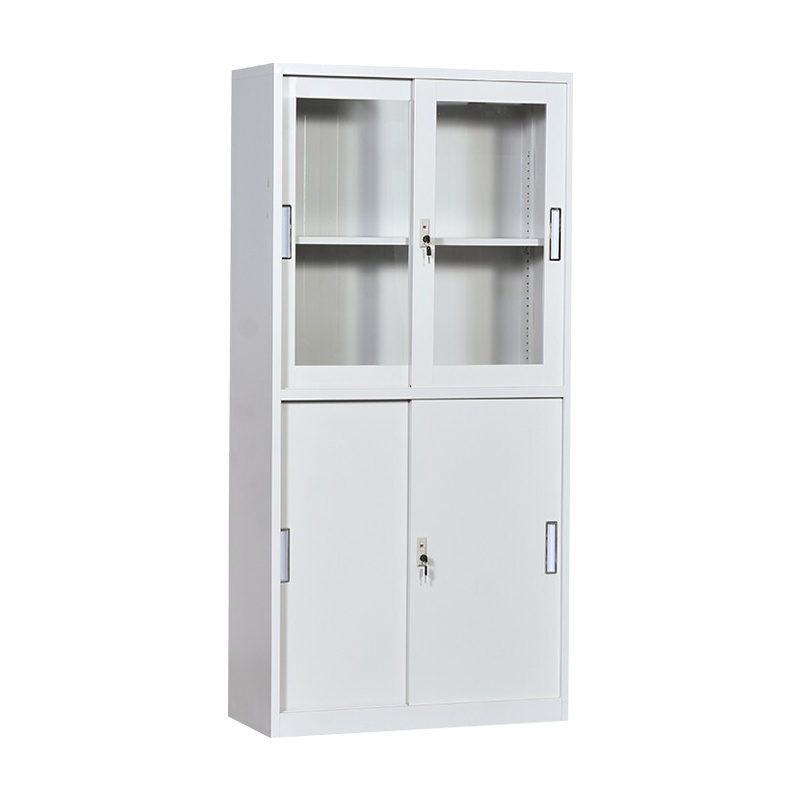 科朔 文件柜铁皮柜资料柜办公室柜子档案柜 上玻下铁移门文件柜 KS-G037