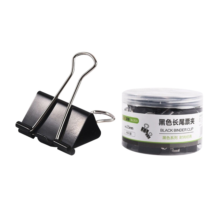 正彩(ZNCI) 2632 41mm黑色长尾票24只燕尾夹金属票据夹铁夹子 (件)