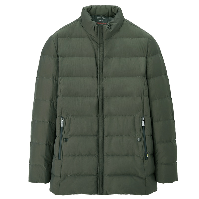 海一家男装2019冬季保暖立领纯色拉链口袋日常休闲羽绒服男