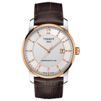 天梭(TISSOT)瑞士手表 钛系列80机芯条形刻度皮带男士机械表T087.407.56.037.00