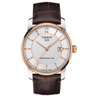 天梭(TISSOT)瑞士手表 钛系列80机芯条形刻度皮带男士机械表T087.407.56.037.00