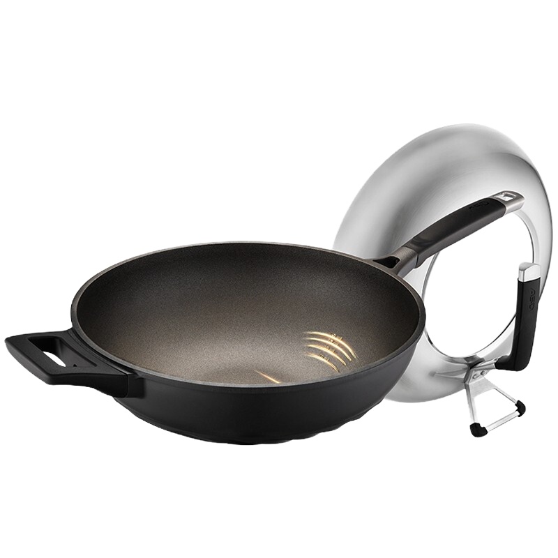 爱仕达(ASD) 炒锅不粘锅 32cm钛不粘旋风底无油烟炒煎锅煤燃气用CL32T6Q