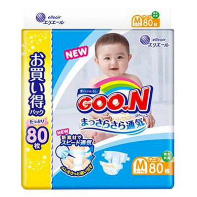 大王 GOO.N 中号婴儿纸尿裤M号 M80片 (6-11kg )