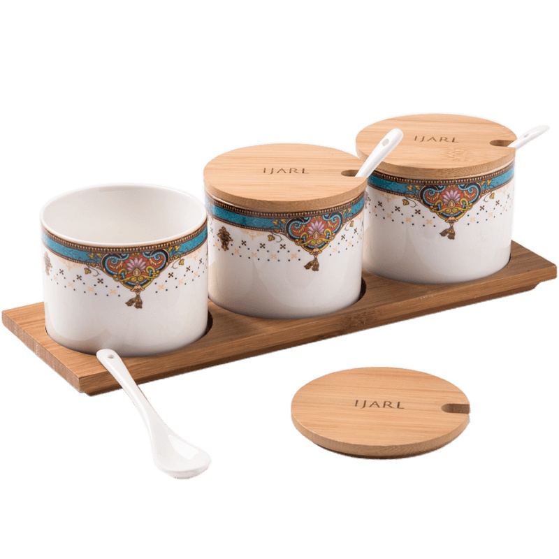 瓷魂 创意时尚厨房餐具套装用品简约陶瓷调味罐盒瓶盐罐味精罐时尚创意 曼谷风情