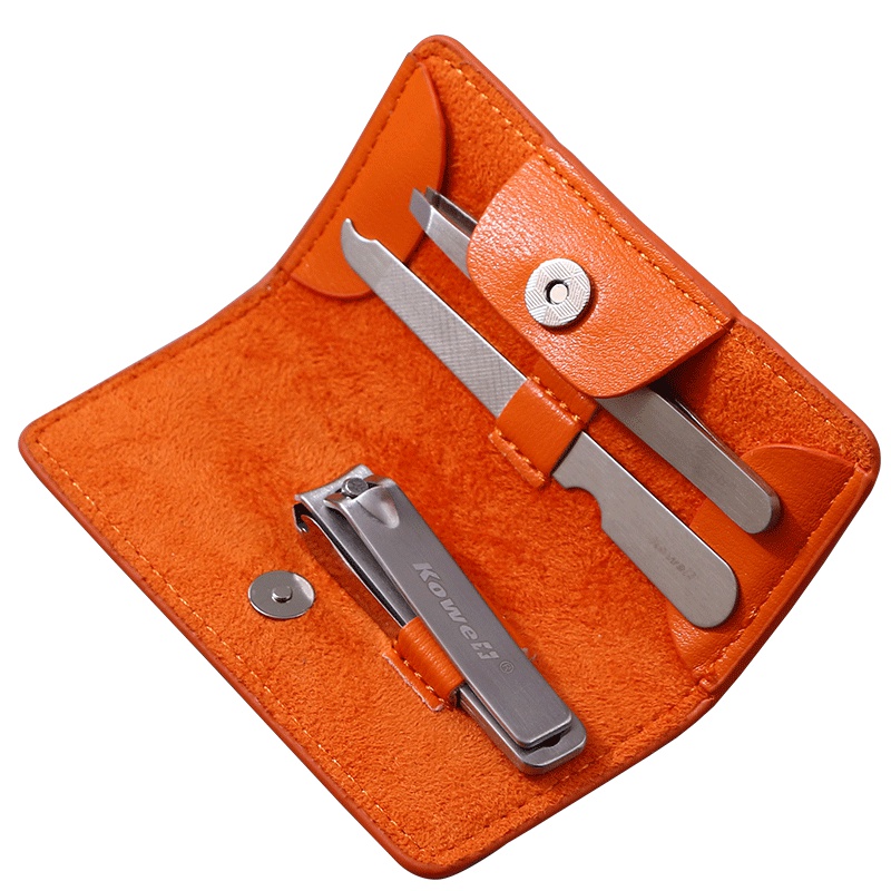 韩国kowell指甲刀套装 KA308 橙 指甲剪修甲美甲指甲钳套装