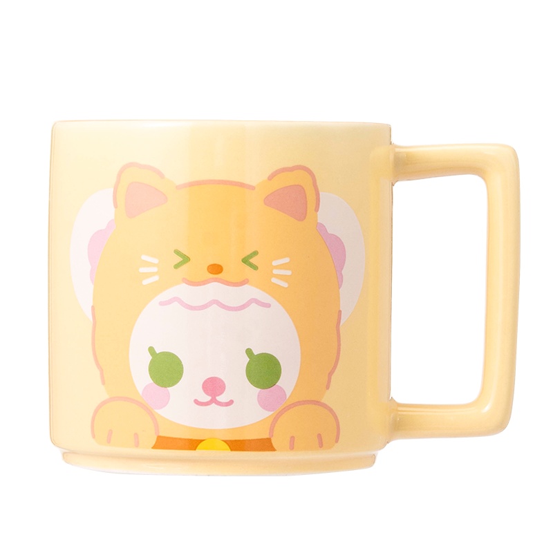 名创优品(miniso) 奇萌泰迪双色陶瓷杯茶具高颜值卡通早餐杯家用咖啡杯