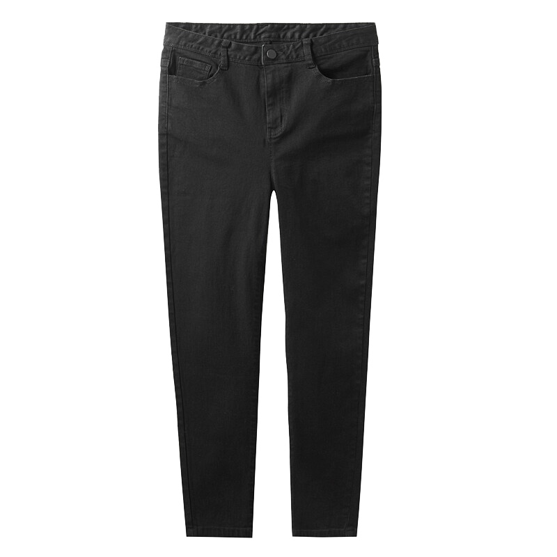 佐丹奴女牛仔裤新款高腰女裤黑色高腰修身牛仔九分裤05420209