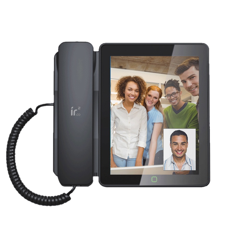 铱方 C18黑色9000小时录音版 安卓智能可视电话机 网络 视频 录音电话机座机 办公家用黑名单电话 IP电话有绳话机