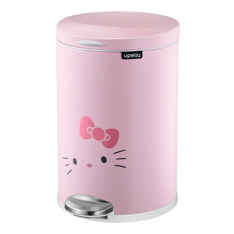 优百纳/HelloKitty凯蒂猫联名款家用不锈钢垃圾桶 脚踏式带盖小号垃圾桶5L