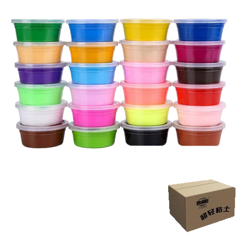 超轻粘土24色套装无毒橡皮泥水晶彩泥太空雪花泥36色黏土儿童玩具 24色标准版[快递箱+工具]