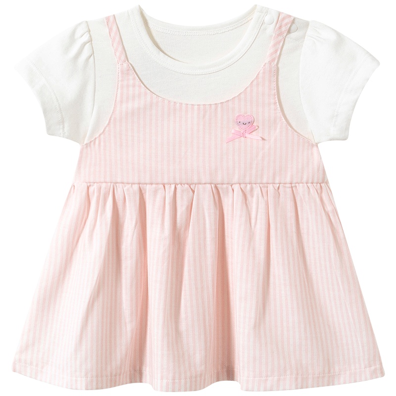 哈贝比婴儿夏装上衣连衣裙女宝宝假两件儿童背心裙夏季裙子洋气