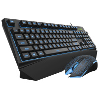 雷柏V120S游戏背光键盘鼠标有线家用游戏办公台式电脑笔记本键鼠套装 黑色