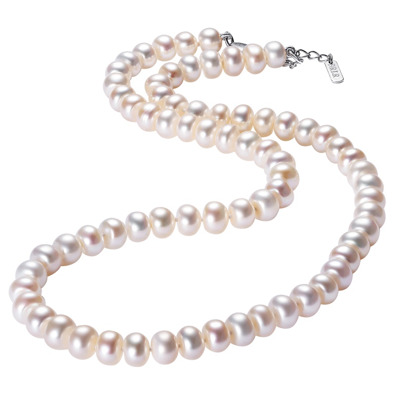 佰色传情(BRIR) 7-8mm扁圆形强光淡水珍珠项链送母亲长辈