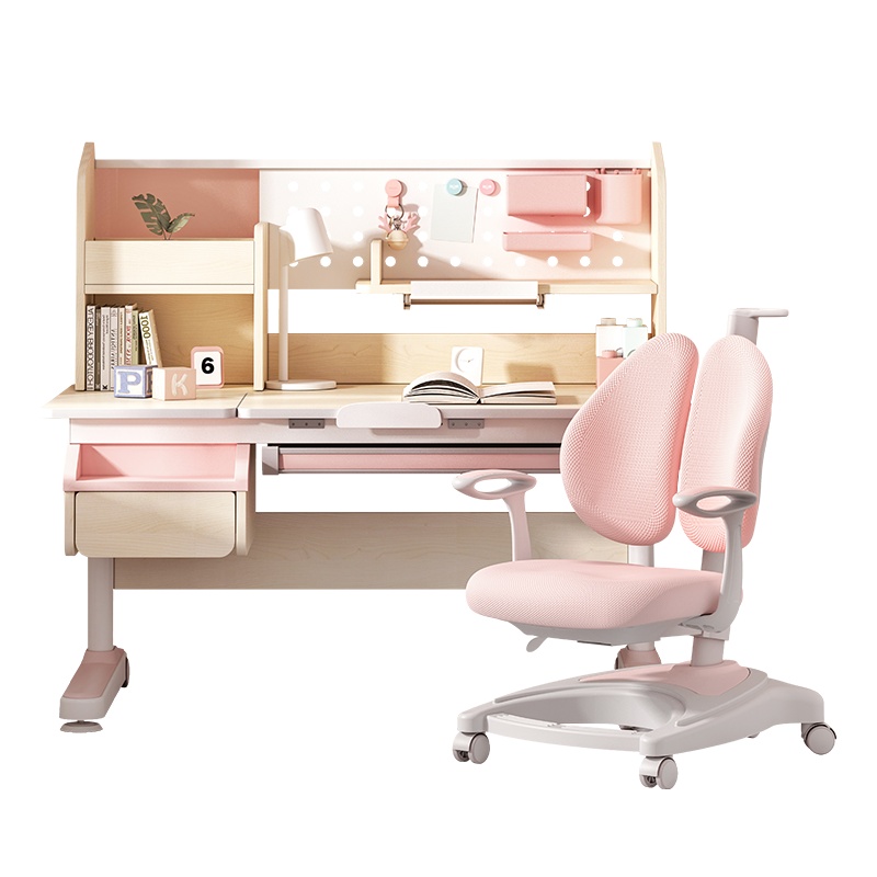 黑白调儿童书桌学习桌学习椅苏宁极物家用写字桌椅套装学生可升降实木课桌儿童桌