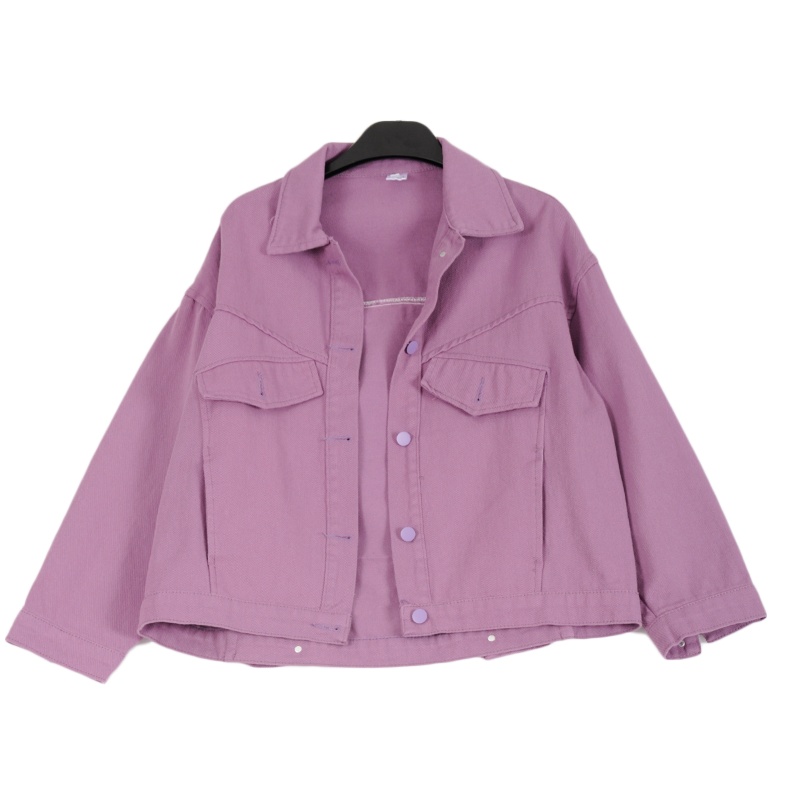 拉夏贝尔Laetia春韩版chic百搭气质牛仔外套女印花夹克911611814