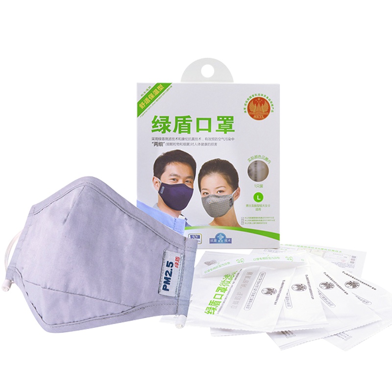绿盾 抗菌防颗粒物 舒适保温型口罩 雁灰L 纸盒装