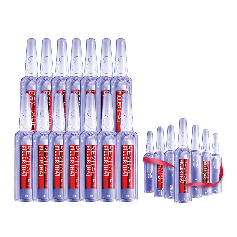 欧莱雅(L'OREAL)复颜玻尿酸安瓶精华套装(安瓶精华1.5mlx7*2+赠:安瓶精华1.5ml*7)玻尿酸 补水保湿